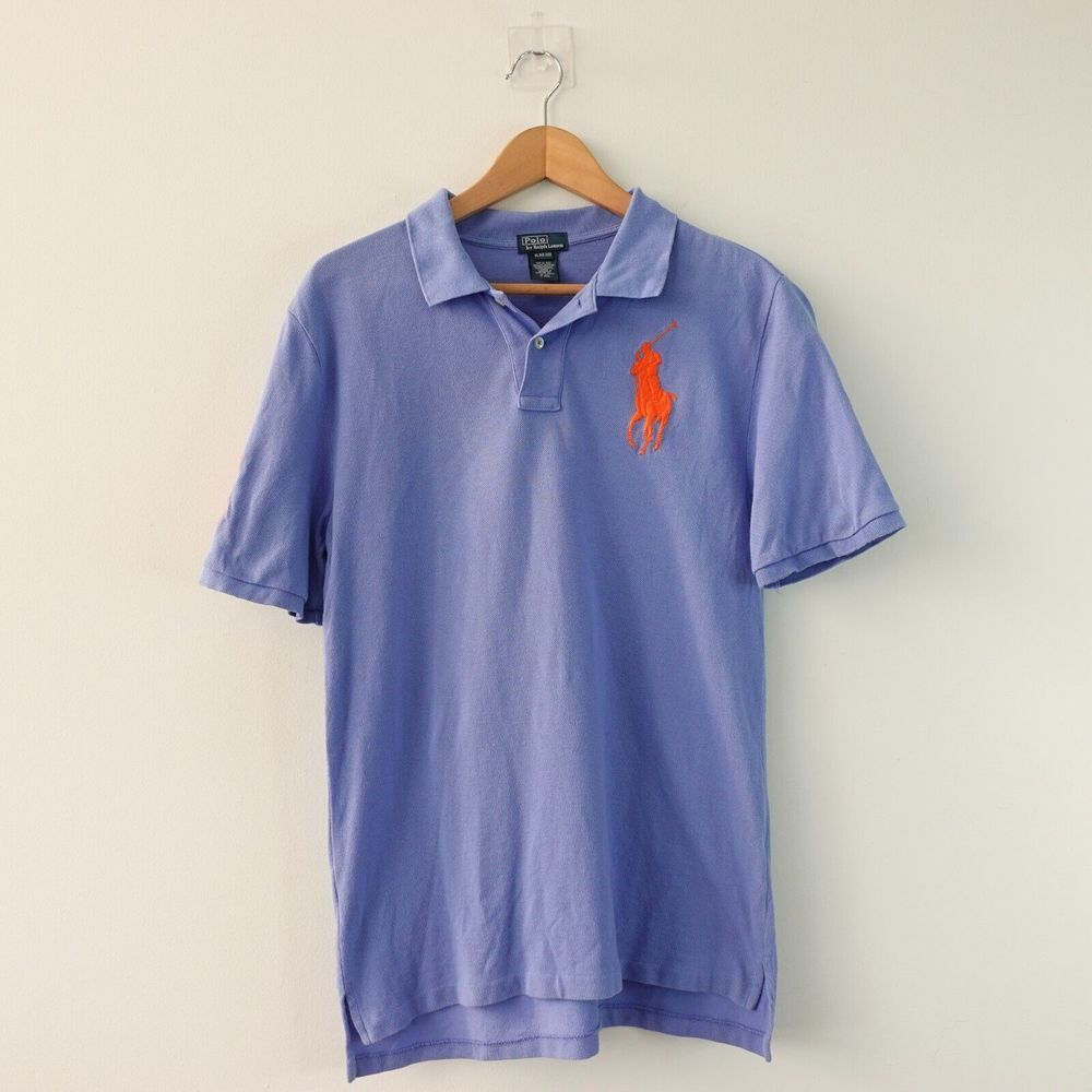 Vintage POLO RALPH LAUREN Big Pony Shirt Youth Boy 18 20 XL Blue Logo 90s